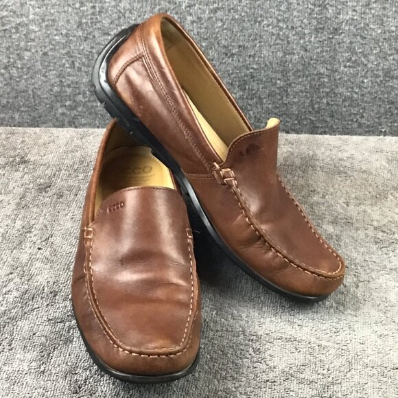 Ecco Leather Slip On Flats Loafers Men's EU 43 Brown - Picture 1 of 9